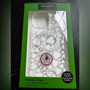 Kate Spade White Heart Pattern Phone Case iPhone 15 pro max